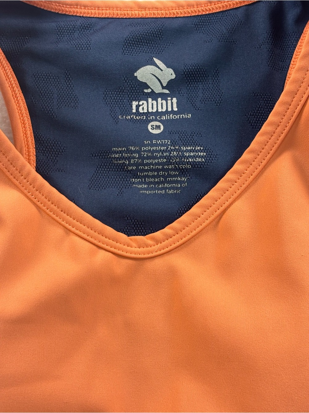 Orange Rabbit Racerback Sports Bra - Picture 2 of 7